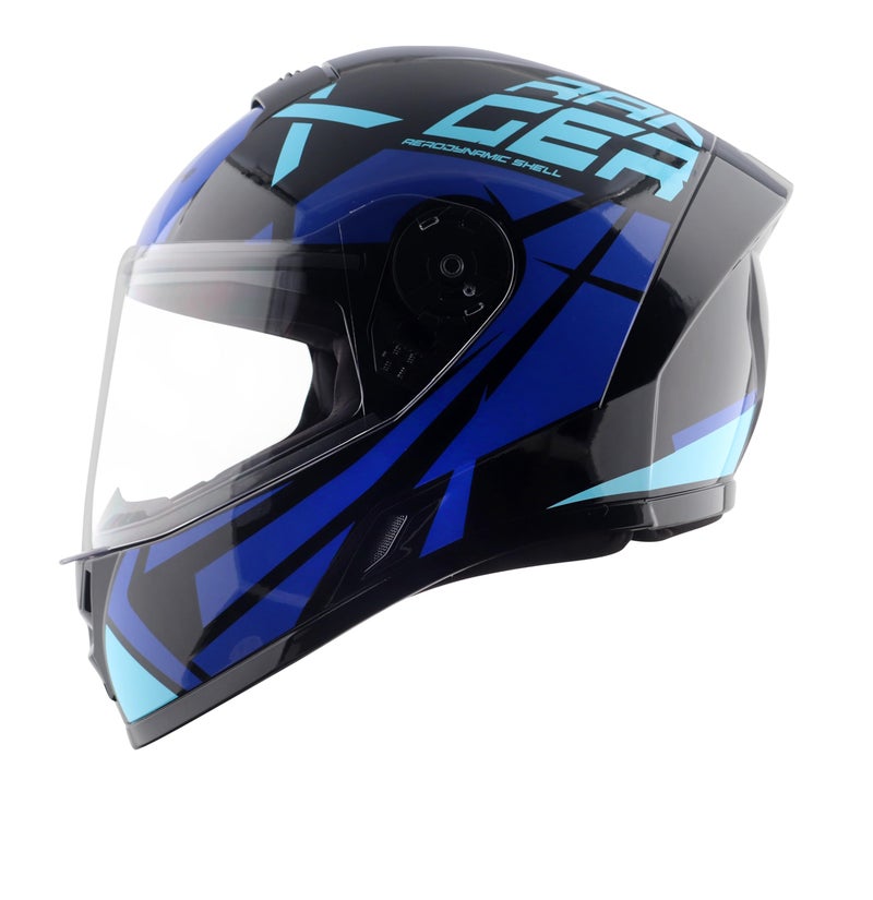 Vega Ranger DX Revenge Full Face Motorcycle Helmet with Lightweight Shell, Shock Absorbing Interior, Comfortable Liner, Ventilated Fit, Aerodynamic Build, and Trendy Black Blue Finish Black Blue-M - Image 4