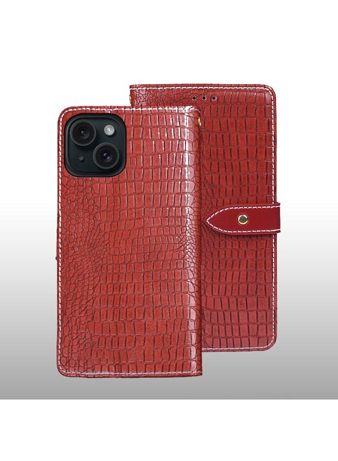 IDEWEI Case For iPhone 15 Plus Crocodile Texture Leather Phone Case - Image 1