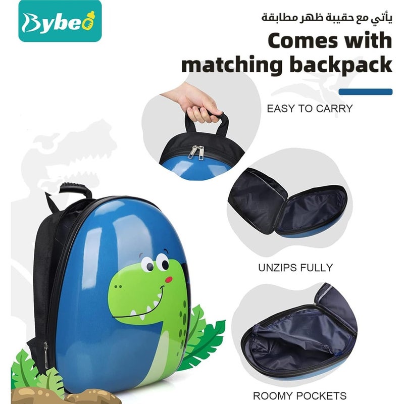 3Pcs Luggage Set, 18 Inch Travel Suitcase, Cartoon Rolling Luggages, Child Trolley Bag with 14-Inch Backpack, U-Shaped Pillow, Wheels and Telescopic Handle Blue - Image 4