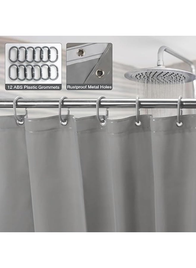 Waterproof Shower Curtain,180x200cm Mildew Proof Bathroom Curtains with 12 Hooks (Grey & white) - Image 4