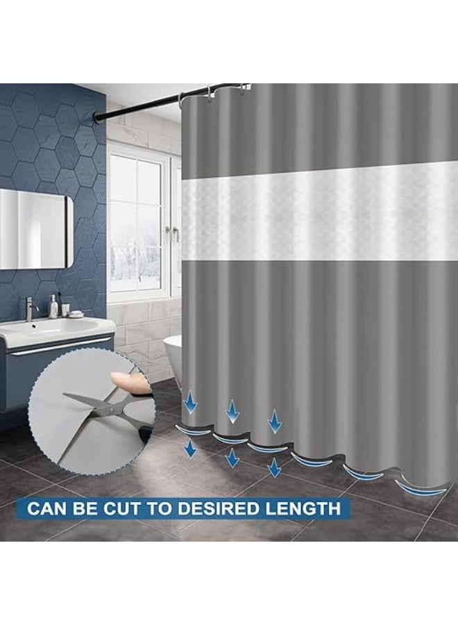 Waterproof Shower Curtain,180x200cm Mildew Proof Bathroom Curtains with 12 Hooks (Grey & white) - Image 3