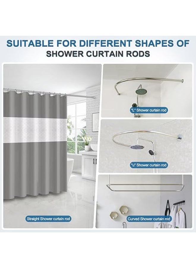Waterproof Shower Curtain,180x200cm Mildew Proof Bathroom Curtains with 12 Hooks (Grey & white) - Image 5