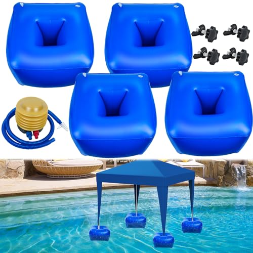 Fantang Inflatable Canopy Float Kit 18 x 18 x 10 Inch Blue Shade Floating Kit Thick PVC Floating Pool Canopy Kit Pool Shade Floats Accessories with Air Pump for Outdoor Pools Lakes Canopy is not Included - Image 1