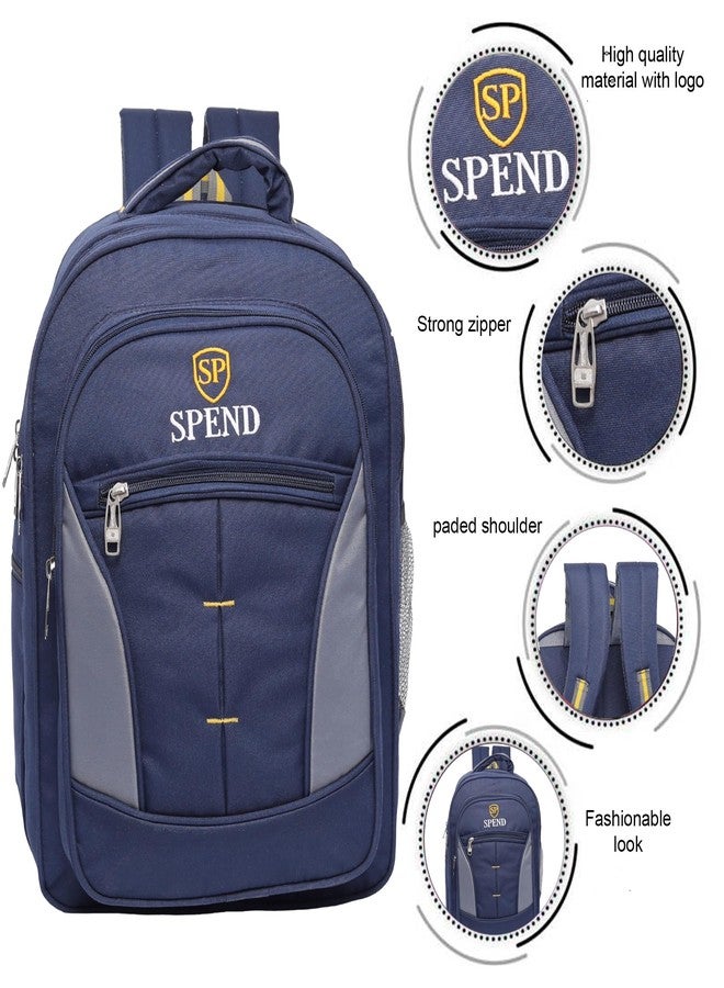 SPEND 45L High-Capacity Backpack for School, Travel & Daily Use | Water-Resistant Laptop Bag with 3 Spacious Compartments & Organizer Pockets | Comfortable & Durable Backpack for Men & Women - Image 3