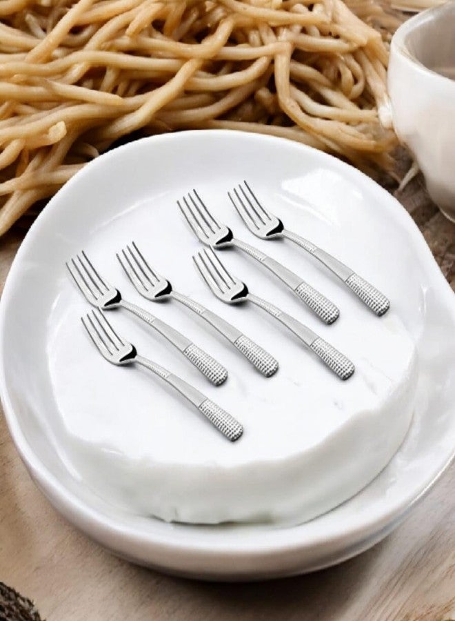 إف إن إس شوك طعام متينة من الفولاذ المقاوم للصدأ من FnS Zest (مجموعة من 6 قطع) لطاولة الطعام والمنزل والمطبخ - Image 5