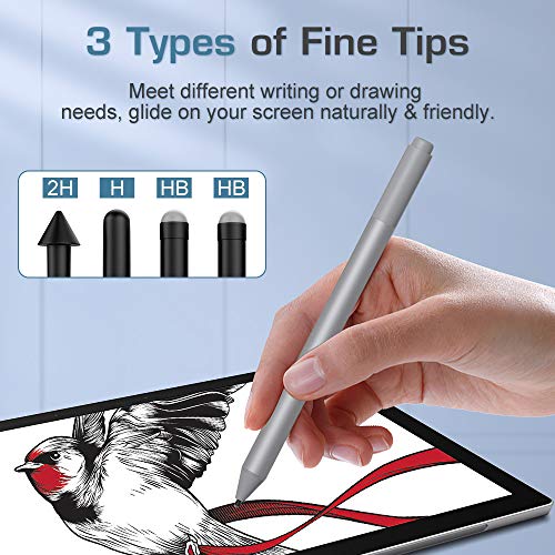 MoKo Pen Tips for Surface Pen Set of 4 (HB/HB/2H/H), Surface Pen Tip Replacement Kit Compatible with Surface Pro 2017 Pen (Model 1776)/Surface Pro 4 Pen, Original Pen Nibs Refill for Stylus Pen - Image 3