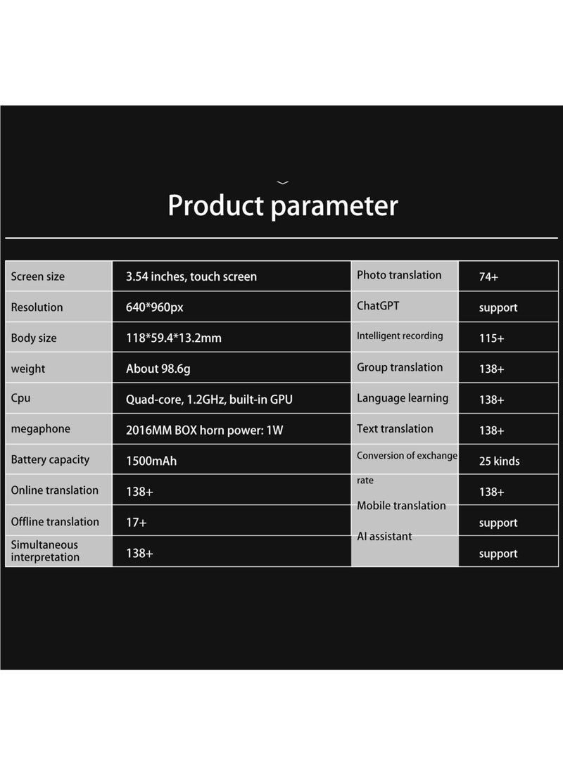 Portable Language Translator Device S85, with 138 Languages Voice Translating Offline Translation Support Voice Video Recording
