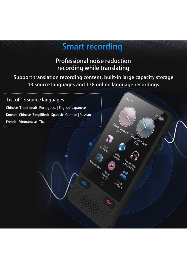 Portable Language Translator Device S85, with 138 Languages Voice Translating Offline Translation Support Voice Video Recording