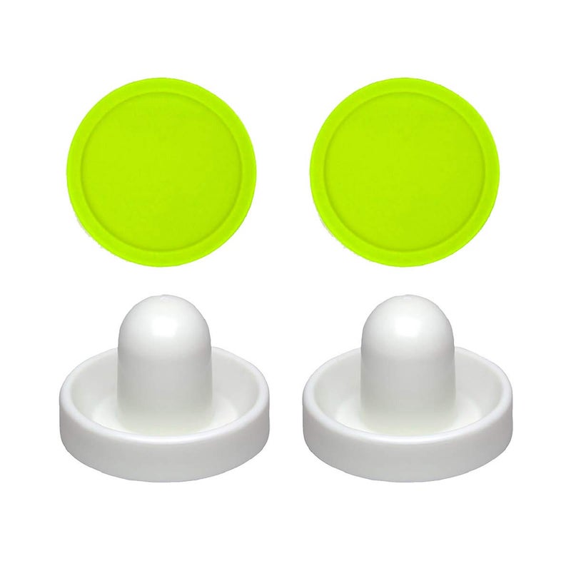 SuzoHapp 2 Commercial Hockey Fluorescent White Goalies with 2 Large Green Air Pucks  - Image 1