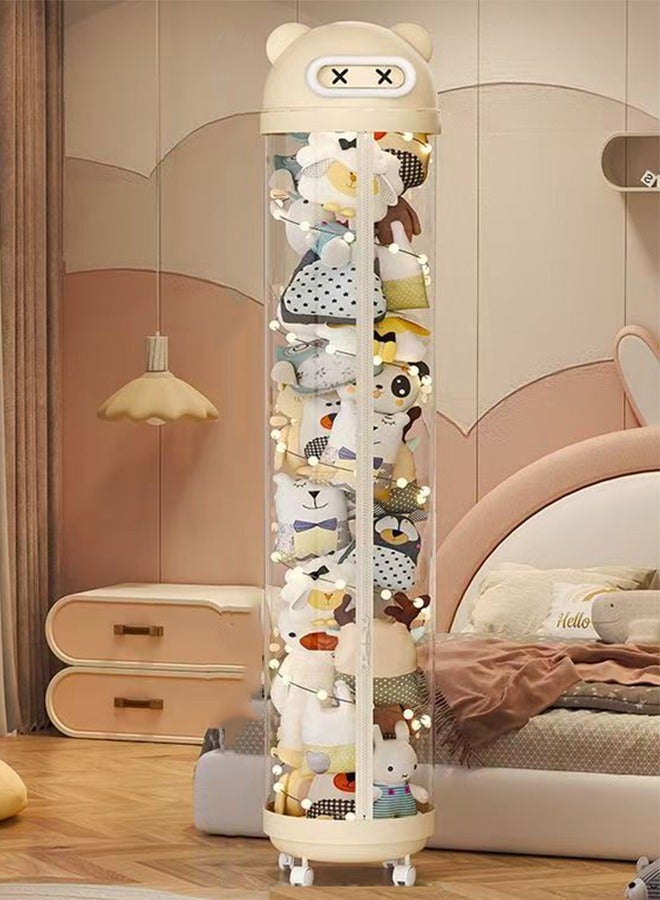 Toys Organizer, Stuffed Animal Storage Box, 175CM Large Doll Organizer, Kids Toy Storage Organizer, Stuffed Animals Holder, Toy Display Bucket, Toy Storage Rack with LED Light and Wheels