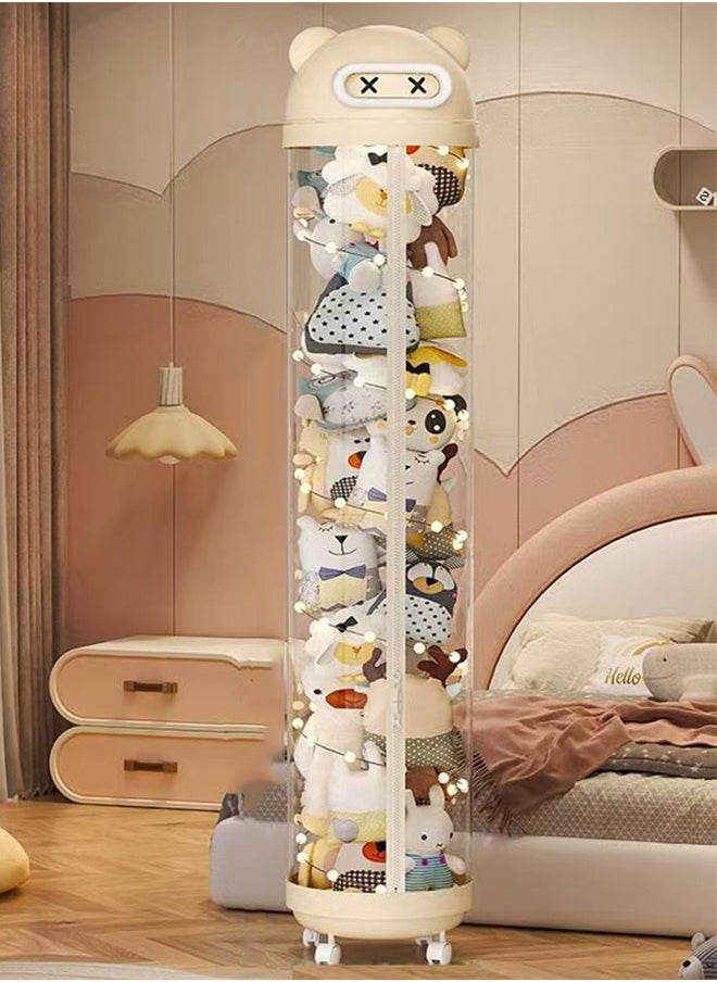 CityRiya-Long Toys Organizer, Stuffed Animal Storage Box, 175CM Large Doll Organizer, Kids Toy Storage Organizer, Stuffed Animals Holder, Toy Display Bucket, Toy Storage Rack with LED Light and Wheels  - Image 1