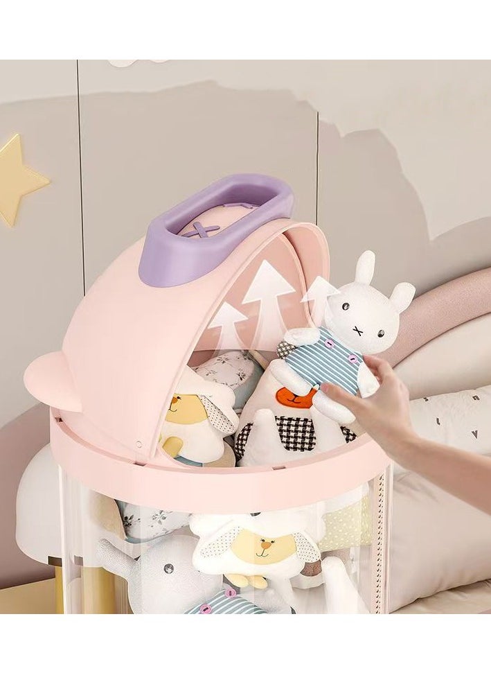 CityRiya-Long Toys Organizer, Stuffed Animal Storage Box, 175CM Large Doll Organizer, Kids Toy Storage Organizer, Stuffed Animals Holder, Toy Display Bucket, Toy Storage Rack with LED Light and Wheels  - Image 3