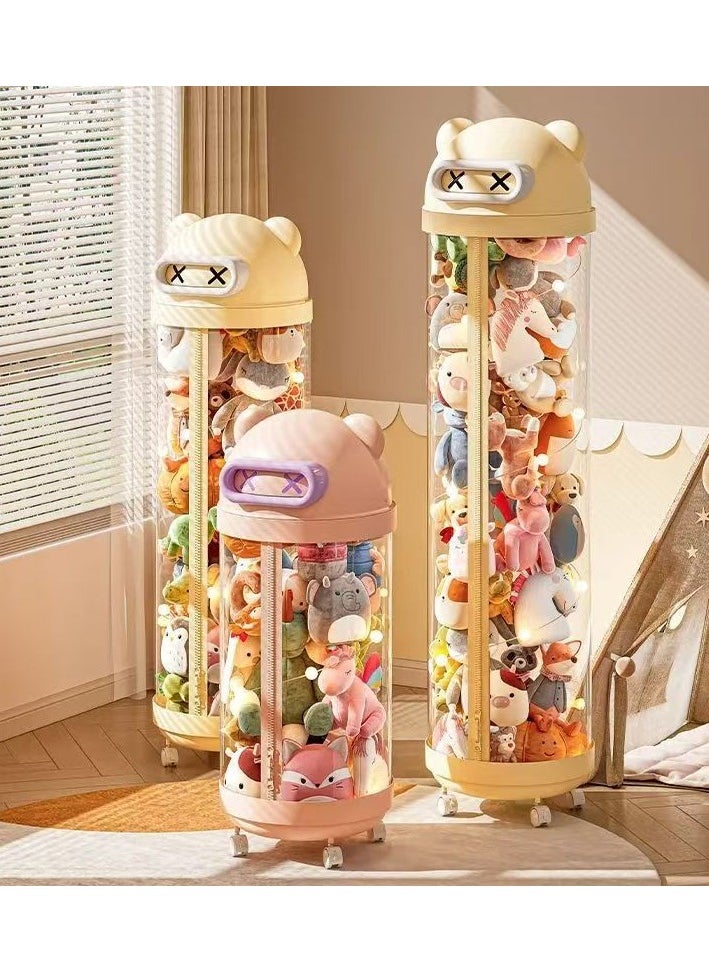 CityRiya-Long Toys Organizer, Stuffed Animal Storage Box, 175CM Large Doll Organizer, Kids Toy Storage Organizer, Stuffed Animals Holder, Toy Display Bucket, Toy Storage Rack with LED Light and Wheels  - Image 5