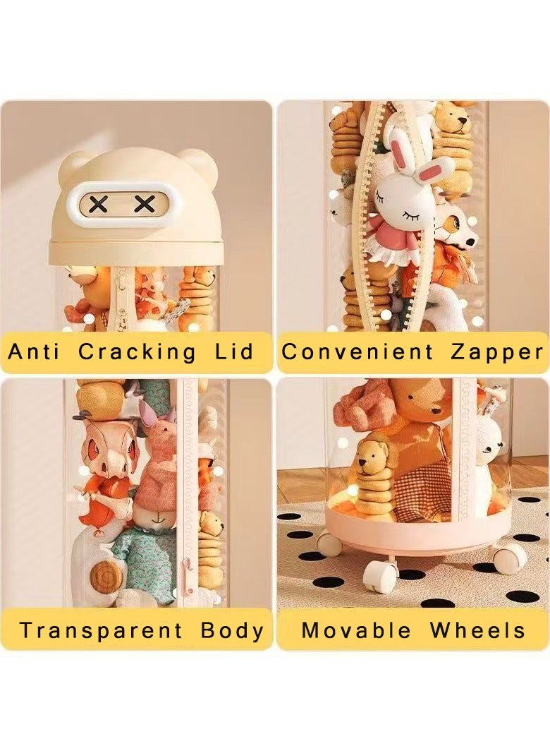 Toys Organizer, Stuffed Animal Storage Box, 175CM Large Doll Organizer, Kids Toy Storage Organizer, Stuffed Animals Holder, Toy Display Bucket, Toy Storage Rack with LED Light and Wheels