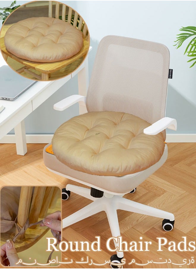 Generic Chair Pads Round Seat Cushion with Ties Sofa Pillows Meditation Floor Pillow Thicken Tatami Cushion Sofa Chair Pads Car Seat Cushion for Office Living Room Sofa Balcony Yoga(Beige)  - Image 1