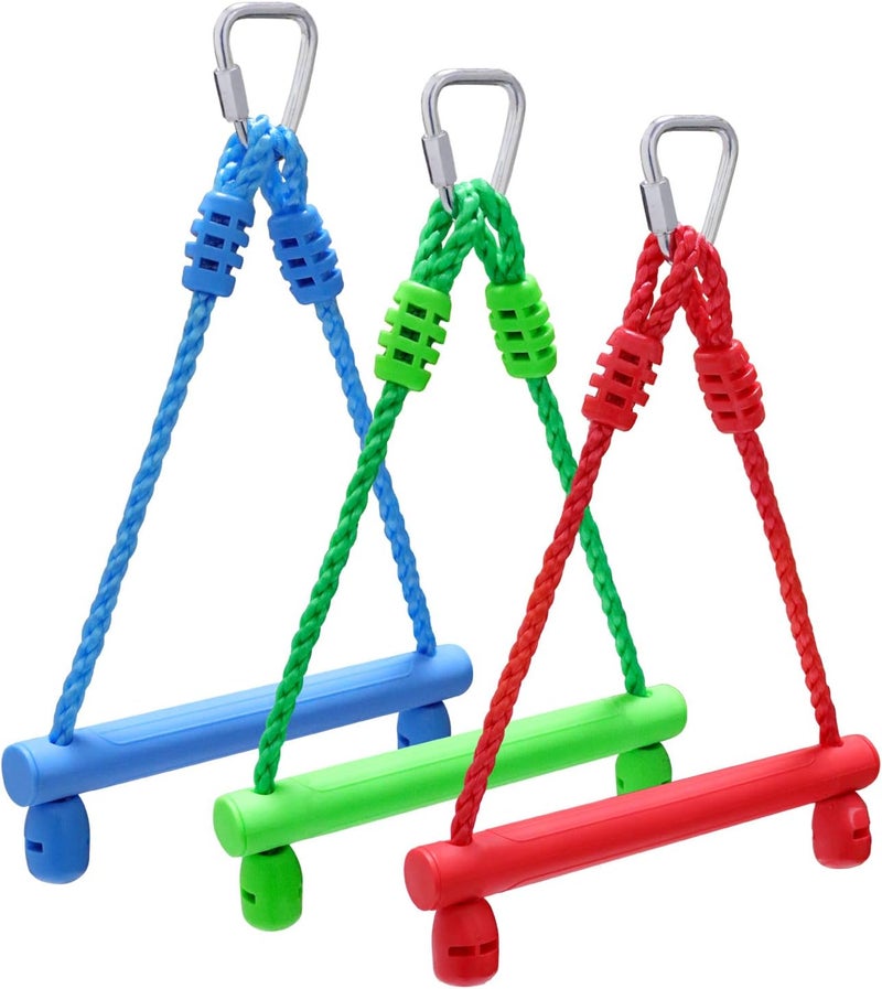 Rainbow Craft 3-Pack Kids Ninja Monkey Bars - Trapeze Swing Bars for Ninja Obstacle Course Attachments - 3pc of Blue, Red & Green Color - Image 1