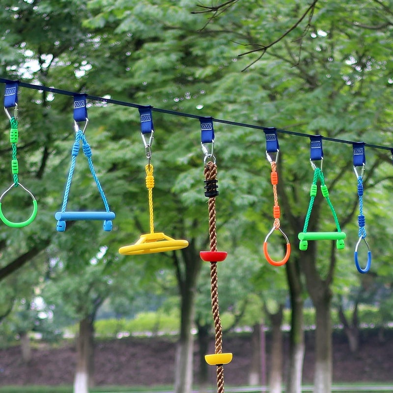 Rainbow Craft 3-Pack Kids Ninja Monkey Bars - Trapeze Swing Bars for Ninja Obstacle Course Attachments - 3pc of Blue, Red & Green Color - Image 4
