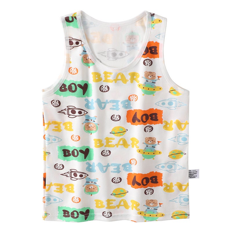 New Kidsren'S Boys' Vests Class A Combed Cotton Multi-Color Medium And Large Kidsren Can Go Out In Summer - Image 1