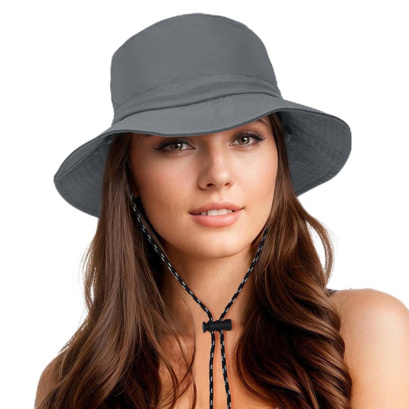Durio Waterproof Bucket Hats for Woman UPF 50+ Sun Hat UV Protection Packable Rain Hats for Women Lightweight Hiking Hat Gray One Size - Image 1