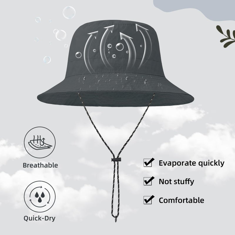 Durio Waterproof Bucket Hats for Woman UPF 50+ Sun Hat UV Protection Packable Rain Hats for Women Lightweight Hiking Hat Gray One Size - Image 5