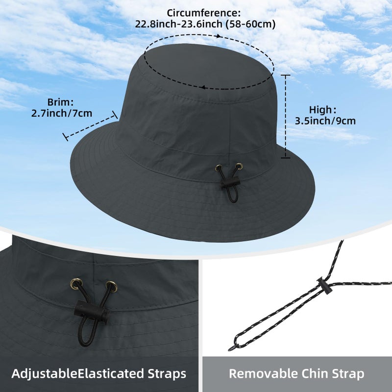 Durio Waterproof Bucket Hats for Woman UPF 50+ Sun Hat UV Protection Packable Rain Hats for Women Lightweight Hiking Hat Gray One Size - Image 3