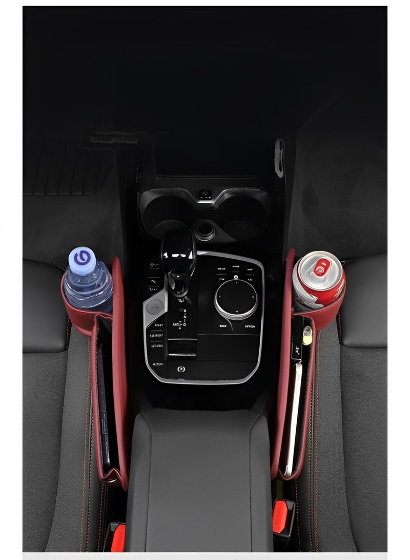 REOCLE 2 Pack Car Seat Gap Filler Organizer Automotive Front Seat Storage with Cup Holder Auto Console Side Extra Storage Boxes Seat Side Storage Passenger Side & Driver Side - Image 3