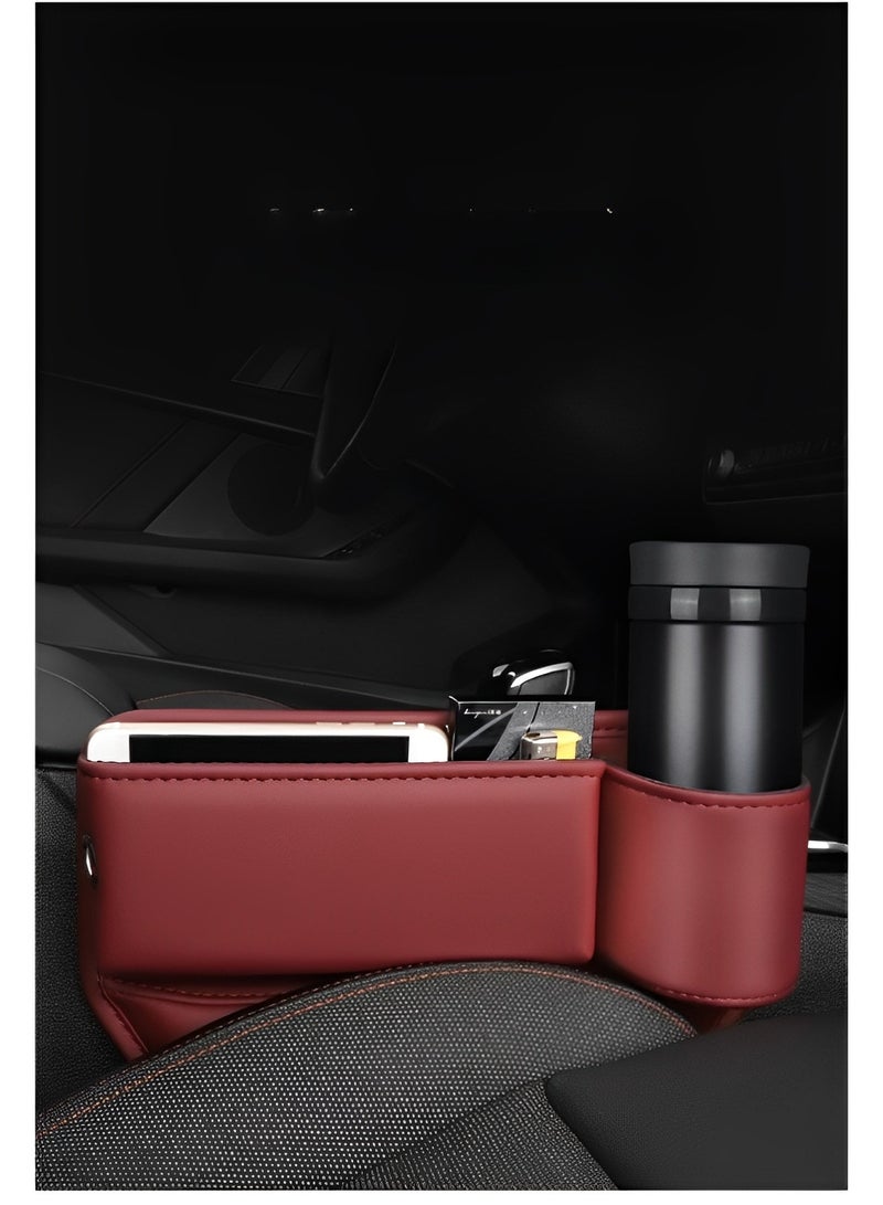 REOCLE 2 Pack Car Seat Gap Filler Organizer Automotive Front Seat Storage with Cup Holder Auto Console Side Extra Storage Boxes Seat Side Storage Passenger Side & Driver Side - Image 4