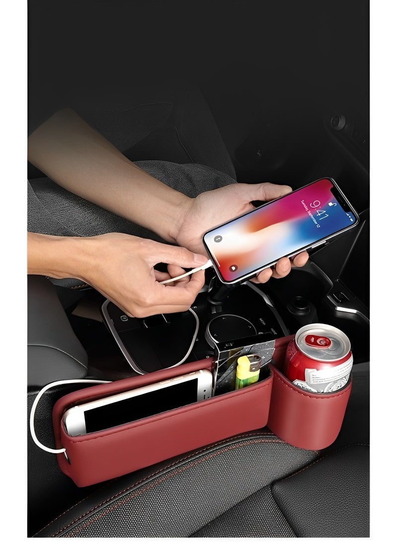 REOCLE 2 Pack Car Seat Gap Filler Organizer Automotive Front Seat Storage with Cup Holder Auto Console Side Extra Storage Boxes Seat Side Storage Passenger Side & Driver Side - Image 2