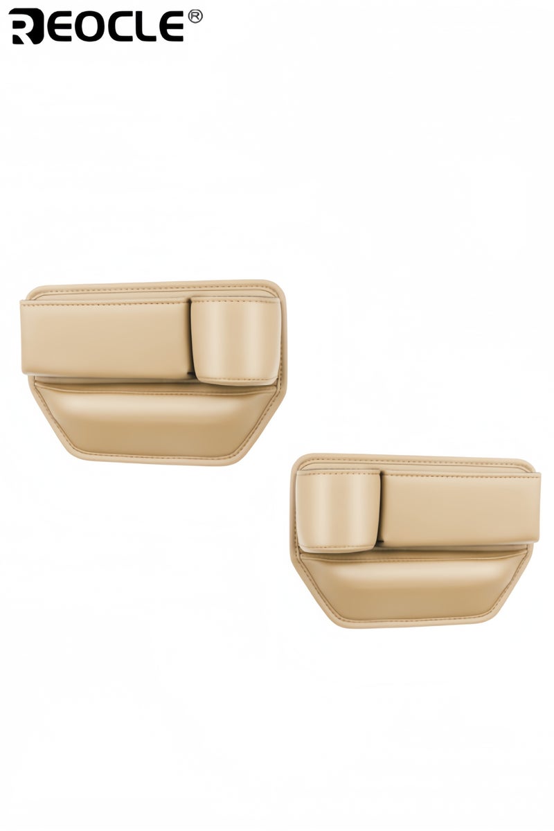 REOCLE 2 Pack Car Seat Gap Filler Organizer Automotive Front Seat Storage with Cup Holder Auto Console Side Extra Storage Boxes Seat Side Storage Passenger Side & Driver Side - Image 1