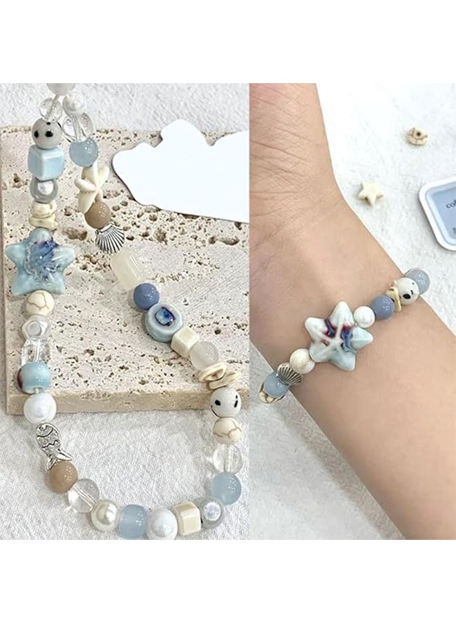 Lemon Ocean Blue Star Phone Charm, Beaded Camera Wrist, Strap Summer Sea Phone Chain, Aesthetic Keychain Accessories for Women Bag Charms Cell, Phone Wristlet, Keychains Cellphone Charm - Image 3