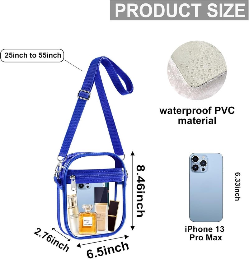 Fibrdoo Clear Crossbody Purse Bag, Clear Bag Stadium Approved with Front Pocket for Concerts Sports Festivals - Image 1
