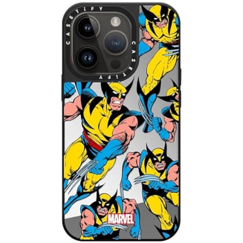 Casetify Mirror iPhone 14 Pro Case 【Deadpool & Wolverine Co-Lab / 4.9ft Drop Protection/Magsafe】 - Wolverine Pattern Case - Silver on Black - Image 3