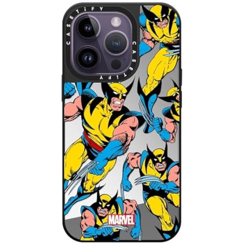 Casetify Mirror iPhone 14 Pro Case 【Deadpool & Wolverine Co-Lab / 4.9ft Drop Protection/Magsafe】 - Wolverine Pattern Case - Silver on Black - Image 2