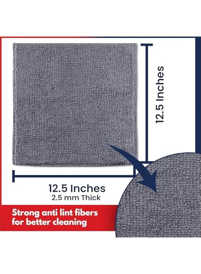 Generic Microfiber Cleaning Cloth Grey - 12 Pcs (12.5x12.5) - High Performance - 1200 Washes, Ultra Absorbent Microfiber Towel Weave Grime & Liquid for Streak-Free Mirror Shine - Car Washing Cloth  - Image 3
