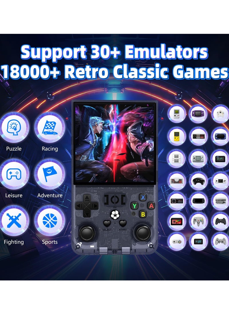 R36 Max Retro Handheld Game Console, Video Game Console with 64G Built-in 18000+ Games, 4000mAh Rechargeable, Support 30+ Simulators, Linux System, 4.0 Inch IPS Screen Portable Pocket Arcade, Black