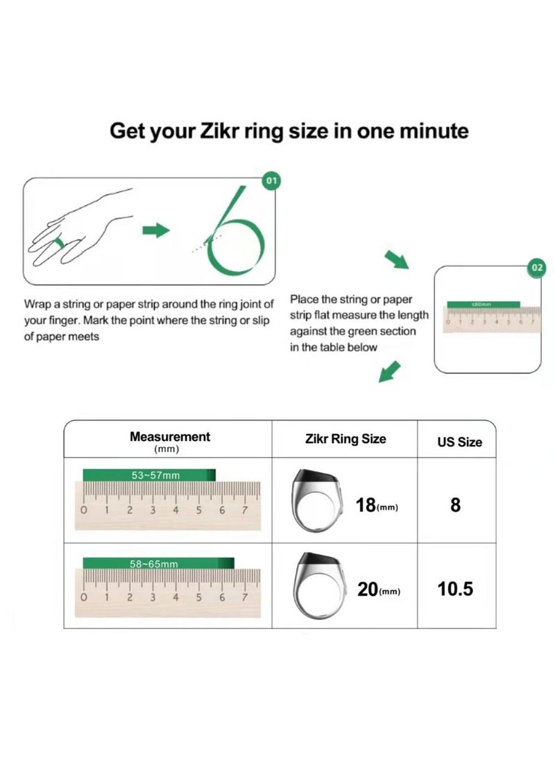 Smart Counter IQIBLA Tasbih Zikr Ring with Vibration Reminder
