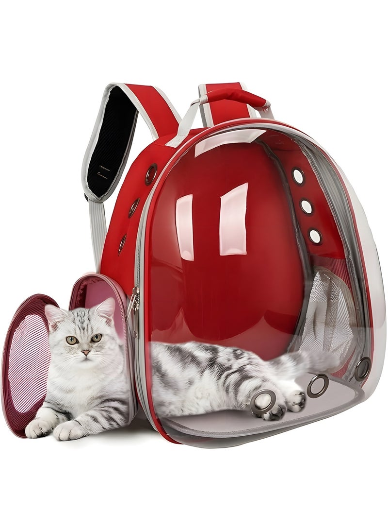 Beauenty Cat Carrier Bubble Bag, Transparent Breathable Capsule Backpack, Pet Convenient Carrier Bag for Small and Medium Cats Dogs. Hiking, outdoor use (Red) - Image 1