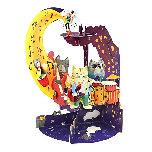 SANTORO Pendulum, 3D Pop Up Greeting Card - Jazz Cats - For Her, Him, Kids | Birthday Gift For Cat Lovers - Image 1