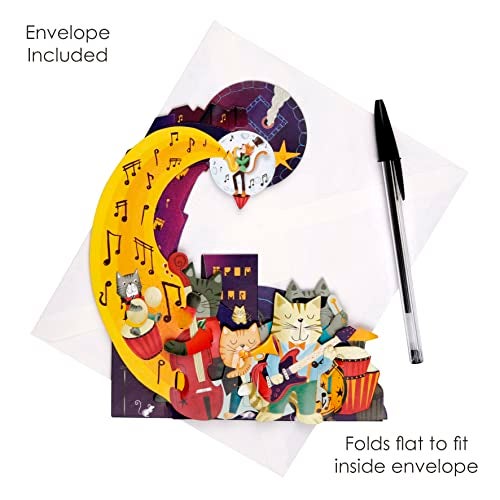 SANTORO Pendulum, 3D Pop Up Greeting Card - Jazz Cats - For Her, Him, Kids | Birthday Gift For Cat Lovers - Image 3