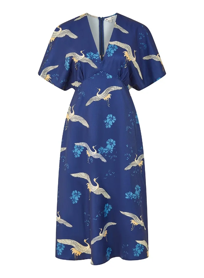 Yumi Crane Print Dress