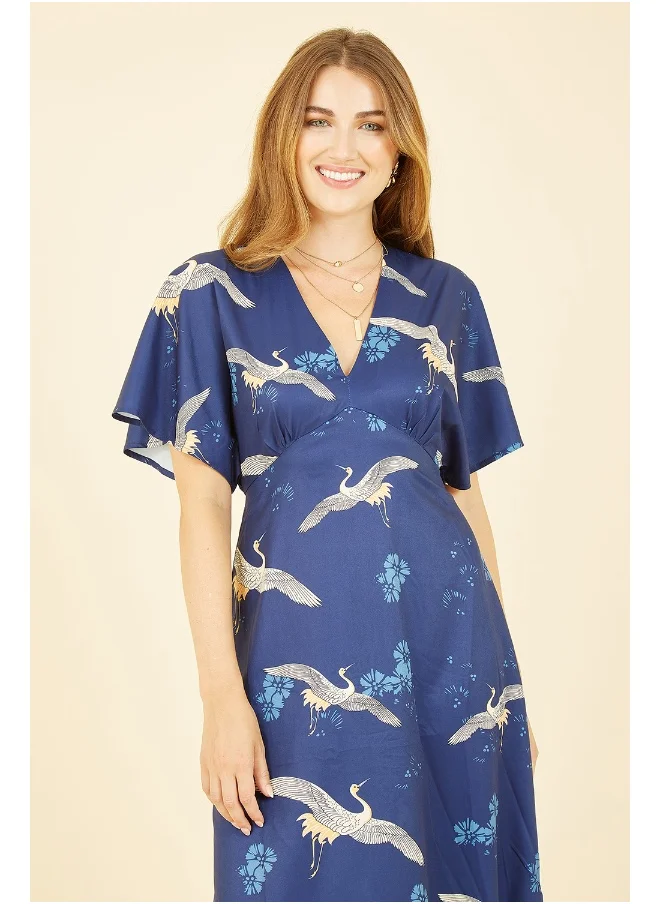 Yumi Crane Print Kimono Midi Dress