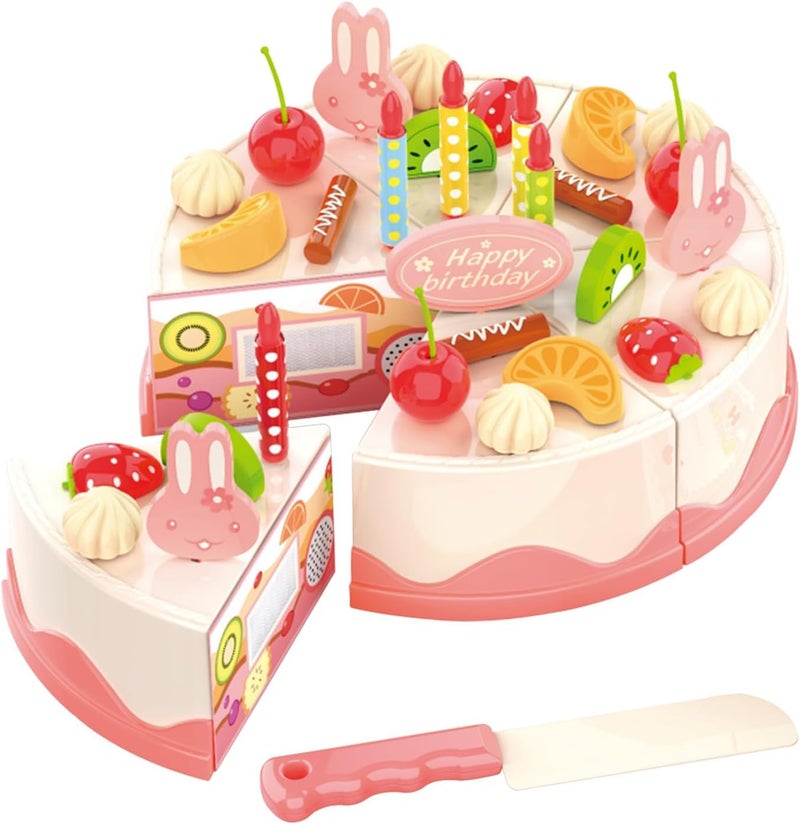 SOLARAE Cutting and Decorating Birthday Cake Pretend Toys, Birthday Cake Toy for Kids, Educational Learning Kitchen Playset with Removable Parts, Role Play Food Sets for Girls Boys Children Aged 3+ (83) - Image 1