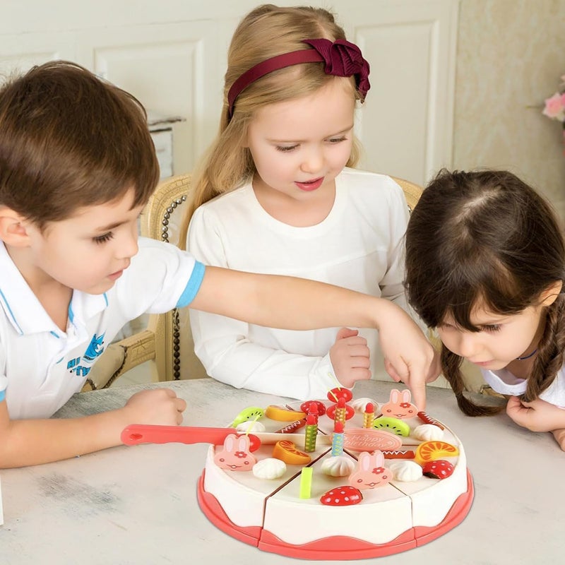 SOLARAE Cutting and Decorating Birthday Cake Pretend Toys, Birthday Cake Toy for Kids, Educational Learning Kitchen Playset with Removable Parts, Role Play Food Sets for Girls Boys Children Aged 3+ (83) - Image 3