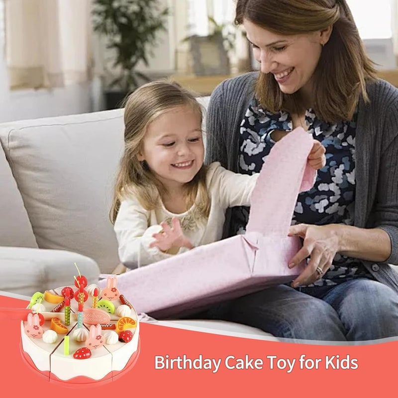 SOLARAE Cutting and Decorating Birthday Cake Pretend Toys, Birthday Cake Toy for Kids, Educational Learning Kitchen Playset with Removable Parts, Role Play Food Sets for Girls Boys Children Aged 3+ (83) - Image 2