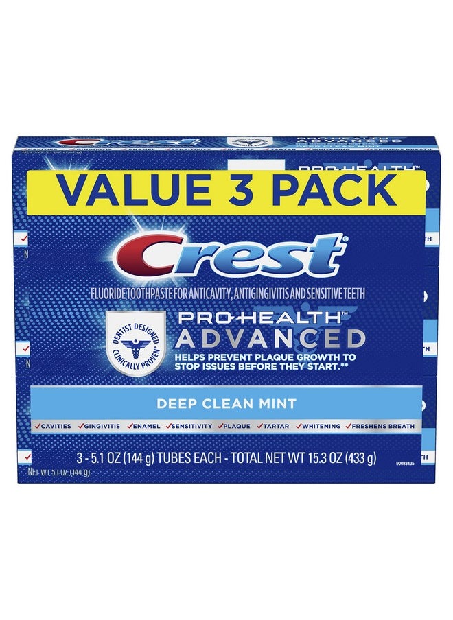 Crest Crest Pro Health Advanced Deep Clean Toothpaste, Mint, 5.1 Ounce, Pack of 3  - Image 1
