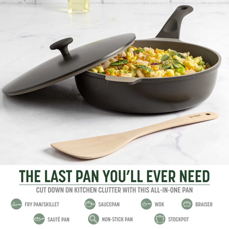 Goodful All-in-One Pan, Multilayer Nonstick, High-Performance Cast Construction, Multipurpose Design Replaces Multiple Pots and Pans, Dishwasher Safe Cookware, 11-Inch, 4.4-Quart Capacity, Graphite - Image 2