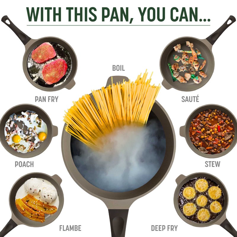 Goodful All-in-One Pan, Multilayer Nonstick, High-Performance Cast Construction, Multipurpose Design Replaces Multiple Pots and Pans, Dishwasher Safe Cookware, 11-Inch, 4.4-Quart Capacity, Graphite - Image 3