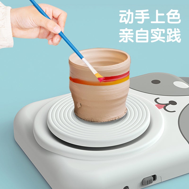 Kids Pottery Wheel Clay Modeling Machine Set with Air-Dry Clay - Image 4