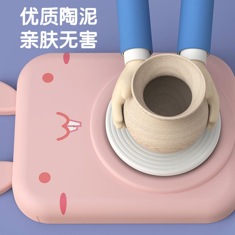 Kids Pottery Wheel Clay Modeling Machine Set with Air-Dry Clay - Image 3