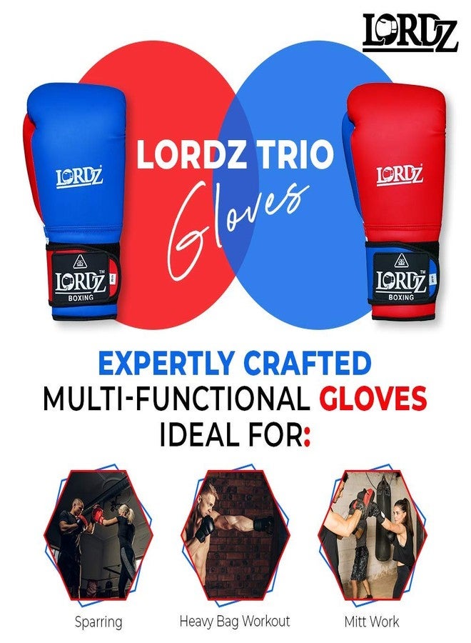 Lordz Trio Gloves I Men & Women’s Premium Synthetic Leather Boxing Gloves with Hand Crafted Padding, Gloves for Sparring, Muay Thai, MMA, Training and Heavy Bag Workout - Image 4